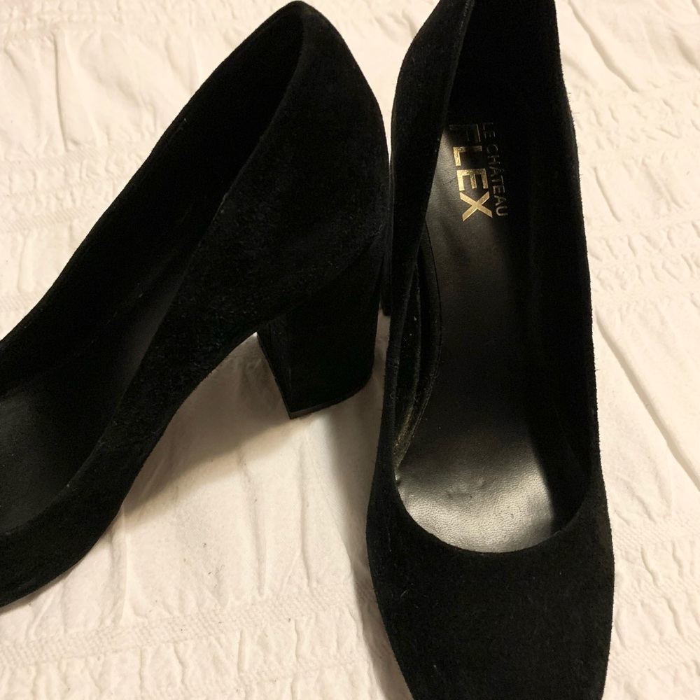 SOLD Black Suede Block Heels - Picture 3 of 3